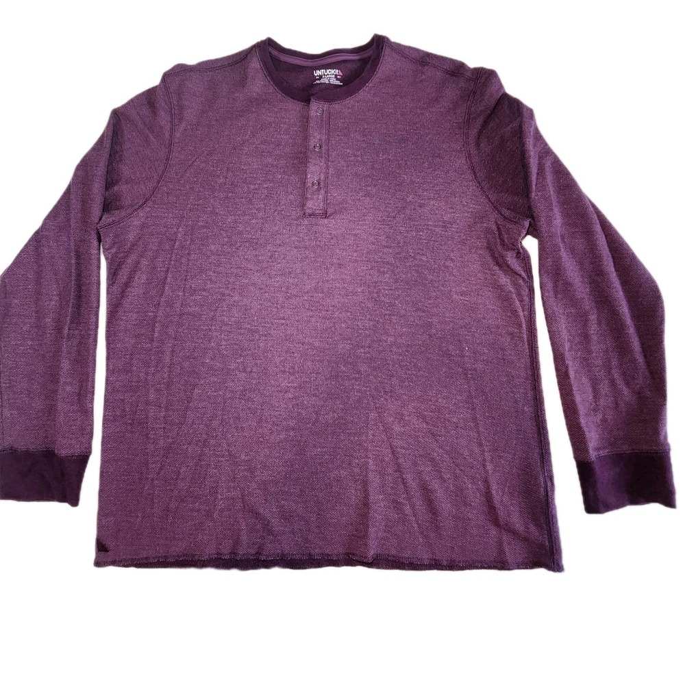 UnTUCKit Henley Long Sleeve Shirt Men's XL Red Purple Cotton Blend Base Layer